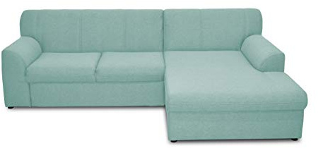 DOMO. collection Ecksofa Topper, Sofa in L-Form mit Schlaffunktion, moderne Couch, kleine Polsterecke, Schlafsofa, 245 x 155 x 78 cm (BxTxH), blau | Longchair rechts mit Bettfunktion und L-Form, abgerundete Armlehnen, 245 x 155 x 78 cm (BxTxH)
