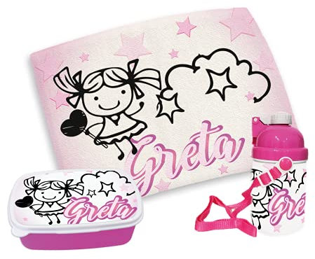 gadgeteventi Kit Pappa Bimbo per Scuola E Gite Personalizzato “Bambini” (Rosa)
