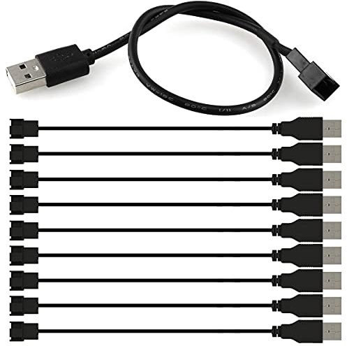 GUUZI 10 Stück usb auf 3- und 4-Pin PWM 5V Lüfter Netzadapterkabel, USB zum Gehäuselüfter Adapteranschluss
