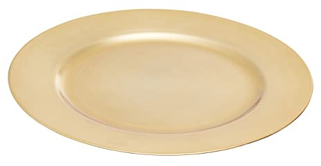 Premier Housewares Gold Charger Plates | Minimalistic Melamine Plates for Dinnerware Set| Durable Dinner Plates with Gold Finish | Premium Table Decoration Plates for Events