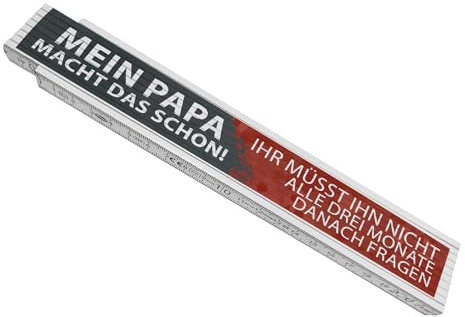 Mein Papa macht das schon... Meterstab aus Holz mit witzigem Spruch lustiges Geschenk für Väter und als witzige Geschenkidee zum Vatertag oder Herrentag