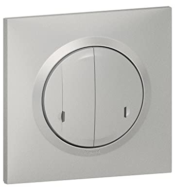 Legrand 199259 - Interruptor inalámbrico doble para iluminación y enchufes conectados Dooxie con Netatmo completo (fijación adhesiva, soporte, tapacubos y placa)