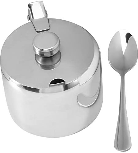 Jufjsfy Acero inoxidable con tapa y azucarero Tarro de Tarro de Vajilla Especiero