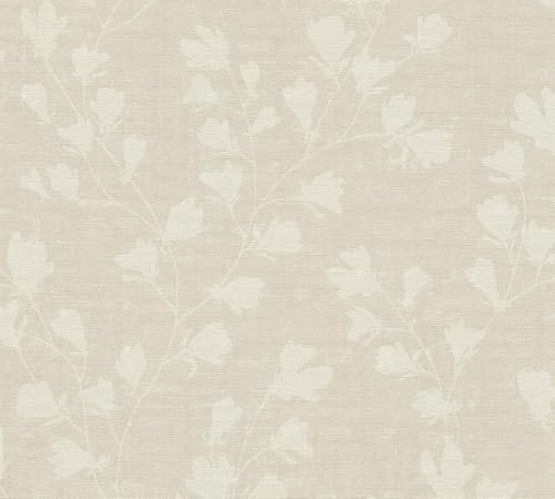 A.S. Création Greige Nara 387474 Papier peint intissé Motif feuilles Gris/beige 10,05 x 0,53 m Fabriqué en Allemagne