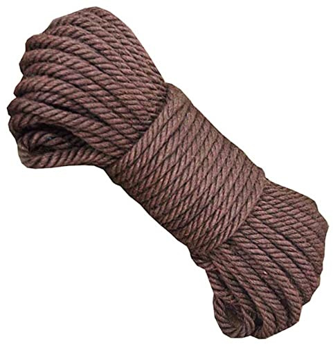 ZEALMAX Cuerda de cáñamo 100% natural, 10 mm x 20 m, cuerda de yute para encuadernar, decoración de jardín, cuerdas de juguete para mascotas, marrón