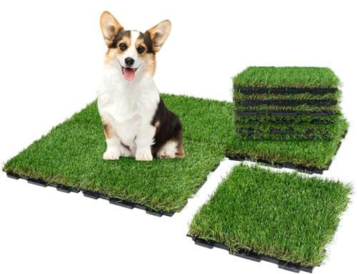 XLX TURF Interlocking Fake Grass Tiles Pad for Dogs Potty Training- 12 x 12 Pet Artificial Grass Squares with Drainage, 6 Pack