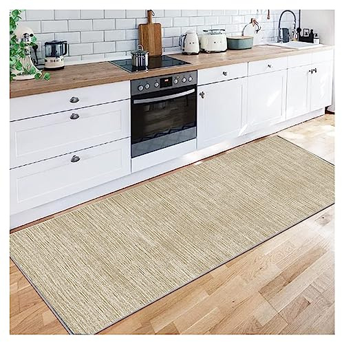 Siunwdiy Tapis de Passage Couloir Cuisine Abstrait Antidérapant Lavable Couleur crème Polyester Tapis au Metre pour Chambre Salon, Largeur 40/50/60/70/80/90/100/ 120cm,Beige,40x100cm