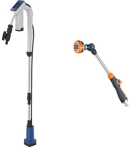 Güde Akku Regenfasspumpe RFP 12-201-04 & GRIFEMA Blumenampel-Gießstab, 8 Sprühbilder Garten Schlauch Bewässerung Zauberstab