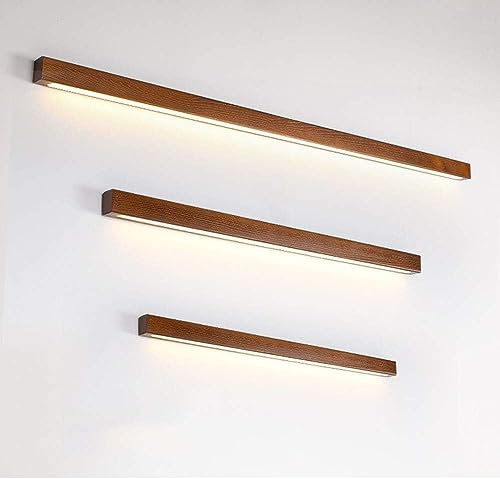LED Wandleuchte Innen Moderne Hölzern Wandlampe Dimmbar Acryl Down Spiegelleuchte Eck Lange Lichtleiste Wandbeleuchtung Badlampe für Badzimmer Schlafzimmer Wohnzimmer Treppen (B,120CM)