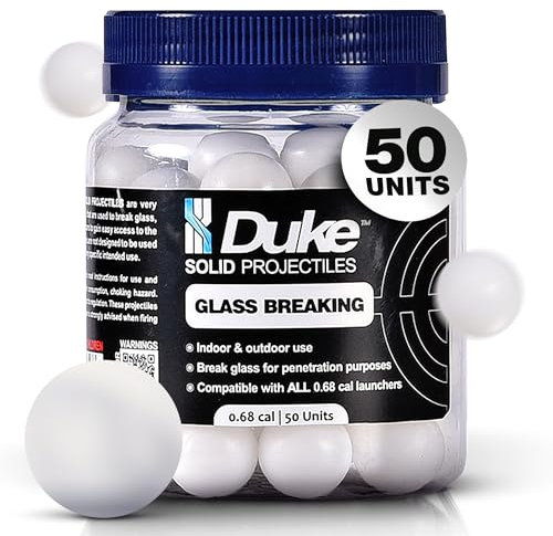 Duke - Proyectiles cinéticos - Bolas de defensa personal de calibre 68, compatibles con bolas de plástico duro, no letales para entrenamiento, 50 unidades