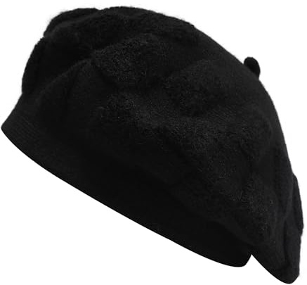 ZLYC Französische Baskenmütze, wendbar, einfarbig, Kaschmir, warme Mütze für Damen und Mädchen