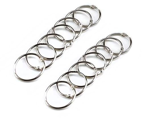 Loose Leaf Binder Rings, 20Pcs Metal Silver Small Book Rings Flash Card Rings for Key Word Card Papers Notebook, 25mm Diameter