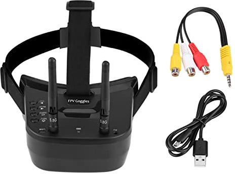 Occhiali FPV da 5,8 G, Display SwagDrone VR Leggero da 3 Pollici 480x320 Display 40 Canali Mini Occhiali FPV Integrati, Accessori Batteria da 3,7 V 1200 MAh per Droni Quadricotteri Multirotori Parti D