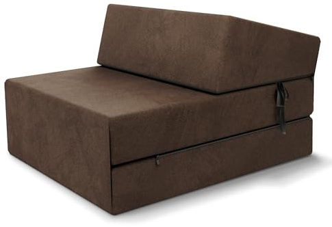 FDM Klappmatratze Suzi 70x200 cm Kaltschaum Gästematratze Höhe 14 cm Härtegrad H3 Öko-Tex Allergikergeeignet Bezug Trinity Waschbar braun