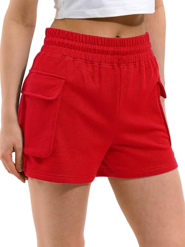 Hanyomo Femmes Fitness Confort Sweat Shorts Athlétique Cordon de Serrage Tissu éponge Coton Shorts