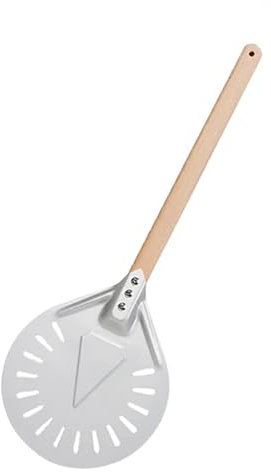 NihaoWXM 7 /9 Aluminum Pizza Turning Peel With Metal Handle Round Pizza Turner Perforated Pizza Peel Spinner Oven Accessories Aluminum Pizza Paddle(7 Inch-Sliver)