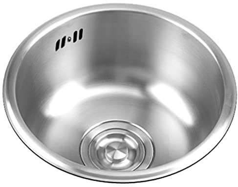 CuNtoHHH Spülbecken Edelstahl Rund Rund Küchenbar Einbauwaschbecken Passend Für Wohnung, Küche, Balkon/Silber/35,3 * 35,3 * 15 cm