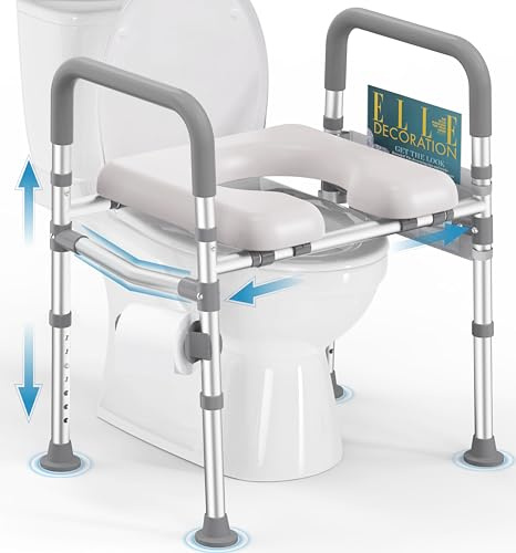 HOMLAND Toilet Seat Risers for Seniors with Handles, Dual-Crossbar, 400lb