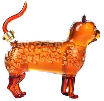 RGZFYH Decantador Cat Whiskey Decanter Clear Glass Animal Liquor Decanter with Gilded Lock 1000ml Refillable Empty Wine Bottle Creative Alcohol Dispenser for Vodka Scotch Whiskey Carafe