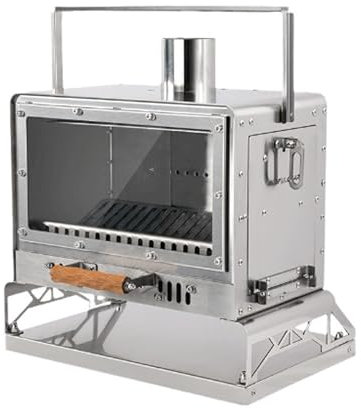 Holzofen Tragbarer Outdoor Camping Holzofen Faltbar Zelt Campingkocher mit Kaminrohr zum Kochen, Heizen und für Campingabenteuer