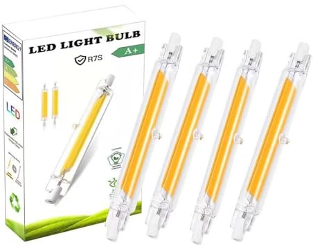 R7S LED 118mm Dimmbar 20W, R7S LED Glühbirne Ersatz für 200W J118mm Halogenstab, R7S LED COB 118mm Warmweiß 3000K 2000LM, 360°Abstrahlwinkel LED Leuchtmittel, Kein Flackern, AC 220-240V, 4er Pack