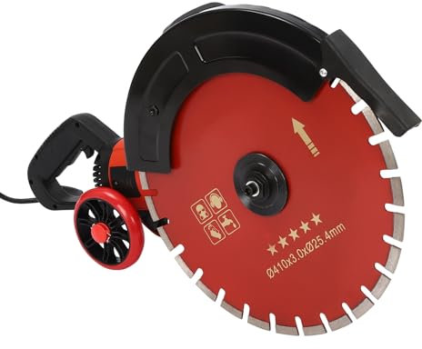 16 Zoll Elektro Betonsäge Schlitzfräse Mauernutfräse mit 410mm Sägeblatt und Rollen Stein Beton Trennsäge hohe Leistung 4000W 3000RPM für Granit Fliesen Holz