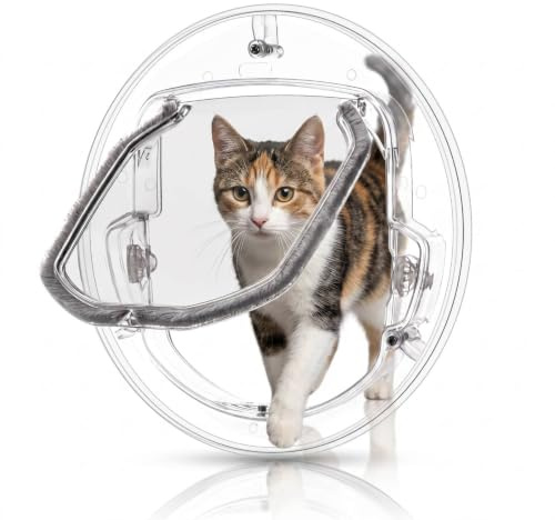 Pet Door for Glass Windows, 4-way Locking Cat Flap, Small Dog and Cat Entry