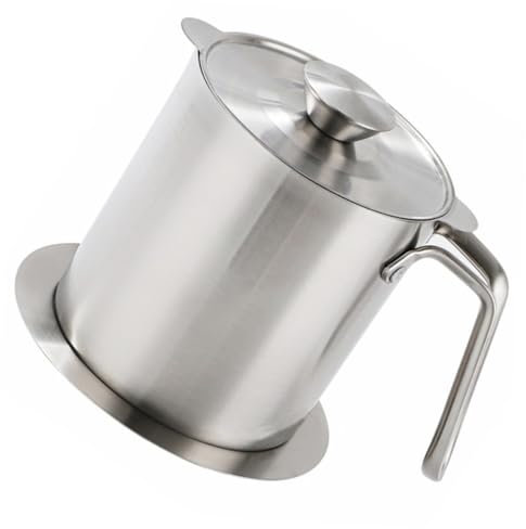 HOLIDYOYO Colador De Aceite De Acero Inoxidable 2.0l Con Filtro Extraíble y Tapa Recipiente Grande Para Grasa y Aceite Usado Utensilio Cocina Doméstica y Profesional Sin Residuos