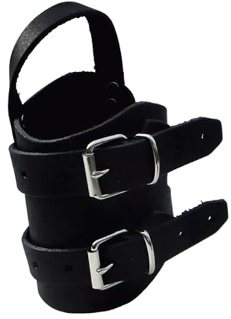Generisch Handwerker Handgelenk-Bandage Lederarmband mit Daumenschlaufe (schwarz, Links 20-25cm)