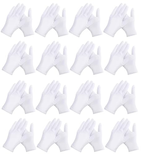 FunnAura 12 Pairs White Cotton Gloves for Eczema and Dry Hands, Stretchable Lining Serving Gloves