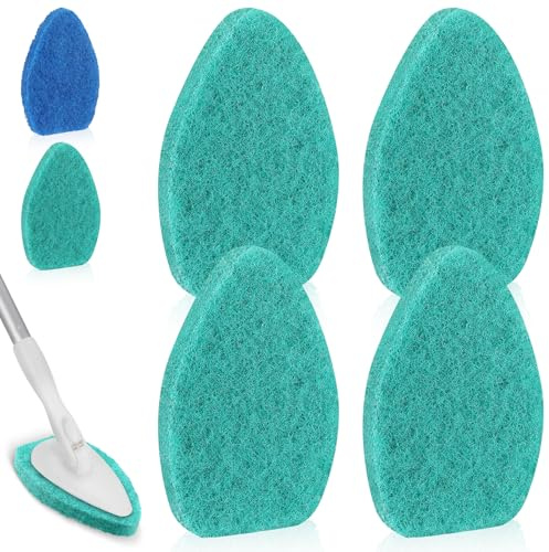 Baderke 4 Pcs Tub Tile Scrubber Cleaning Brush Pad (Without Handle), Green | for Shower Bathroom Buildup Toilet Wall Floor, Brush Non-scratch Scouring Pads, Kitchen Sponges for Cleaning Home
