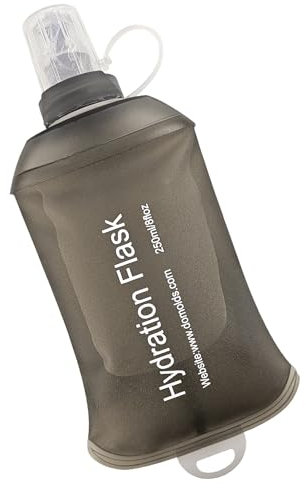 WILDREEDS Bouteille souple de 250 ml, bouteille d'eau souple pliable en TPU pour sac d'hydratation, gilet de course, bouteille d'eau pliable pour randonnée, cyclisme, escalade, 1 pièce, gris