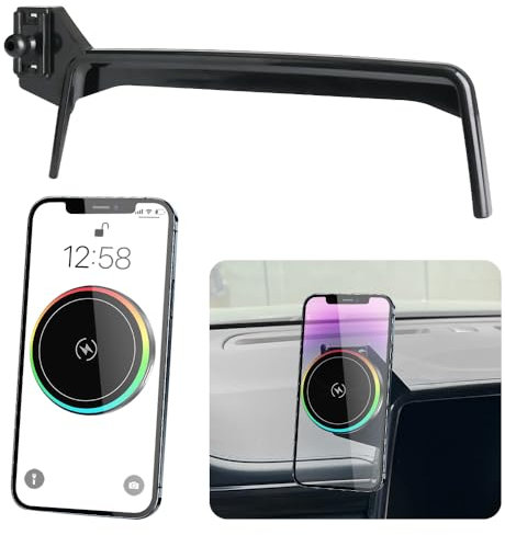 LUNQIN Car Magnetic Phone Mount for Chevrolet Suburban 2021 2022 2023 2024 and Chevy Tahoe 2021-2024 Auto Interior Accessories Best Cell Phones Holder Fast 15W Wireless Charger Charging Stand