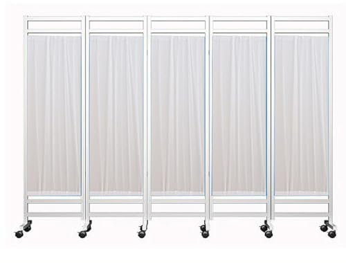 WJFTODAY 5 Panel Room Divider Folding Privacy Screen, Outdoor Retractable Partition For Patio Privacy, Portable Medical Screen On Wheels, Indoor Temporary Room Partition Fencing(White)