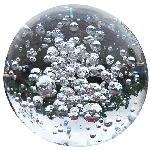 ZXDRYBHD Esfera de Cristal Transparente con Burbujas, Bolas Decorativas de Vidrio, Bola de Fuente para Casa, Oficina, Meditación o Fotografía(1.57in/4cm)