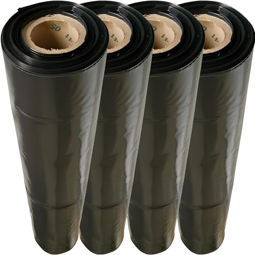 doitBau Baufolie Typ 200 schwarz – Abdeckfolie aus LDPE 2 m x 50 m – 4 Rollen (400 m²) reißfeste Schutzfolie für Baustelle, Malerarbeiten und Renovierung