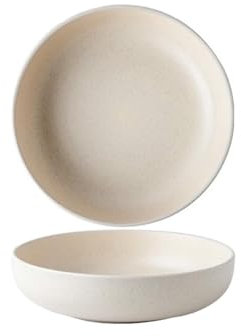 Ensaladera de cerámica de 8 pulgadas, plato hondo redondo mate simple, color beige