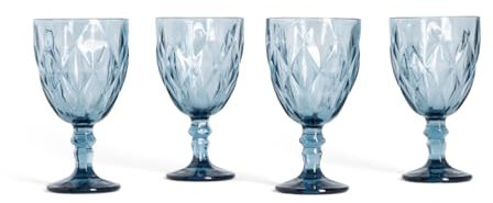 HOMLA Luno Lot de 4 verres à vin - 340 ml - Bleu - Passe au lave-vaisselle - Verre de qualité supérieure