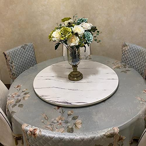 Plateau tournant Lazy Susan en bois robuste de 120 cm pour table de salle à manger, imitation marbre blanc, plateau de service pivotant de 90 cm pour un partage facile
