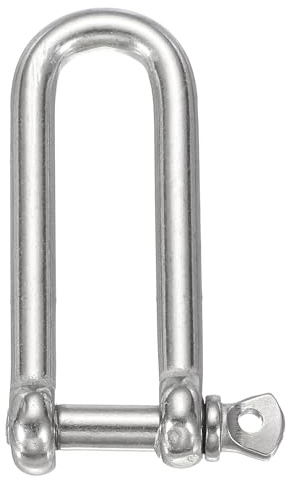 sourcing map Grillete de arco de acero inoxidable, 10 mm de largo, en forma de D, grilletes de tornillo grandes para barco, velero, cadena de aparejo, cierre de aparejo, joyería de paracaídas