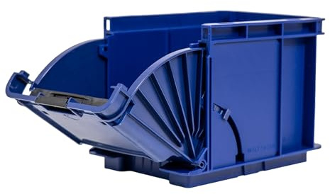 RODOPI 8X Lagerbox KLT Nachtblau Größe 1 – Eurobox Stapelbox Kunststoff 197x148x147 mm, freier Zugriff ohne Quersteg, 2-stufiger Klappmechanismus