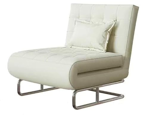 Umwandelbares Schlafsofa mit 5-fach verstellbarer Rückenlehne und Kissen, Chaiselongue, Couch für kleine Räume, Boden-Futon für Zuhause, Büro, großes weißes Schlafsofa