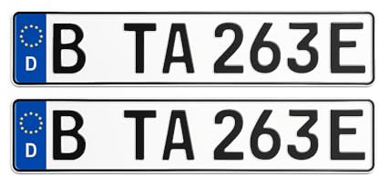 Matrícula de coche – Oficial para autorización en Alemania, norma DIN 74069, incluye sello de homologación DIN, reflectante y resistente a la intemperie, fabricado en Alemania, personalizable