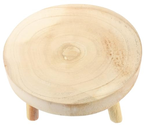 IMIKEYA Supporto per Piante in Legno Massello Sgabello Rotondo Stabile per Interni Alzata Porta Vasi Multifunzione per Soggiorno e Decorazioni Casa Finitura Naturale