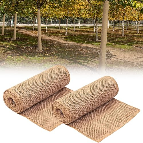 Calenxy 2 Rolle 3Mx30CM Jute für Pflanzen & Baum Winterschutz – Juteband für Frostschutz und Feuchtigkeit, Winterfeste Pflanzenschutzbandage für Baumstamm Schutz, Bäume, Sträucher und Kübelpflanzen