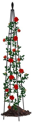 Obelisco da giardino 1, 6 m Supporti per piante in metallo per traliccio da giardino per piante rampicanti Supporto con 4 gambe per decorazione Supporto per rampicanti