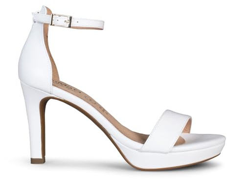 miMaO. Sandalias elegantes de tacón alto con plataforma de Piel. Hecho en España