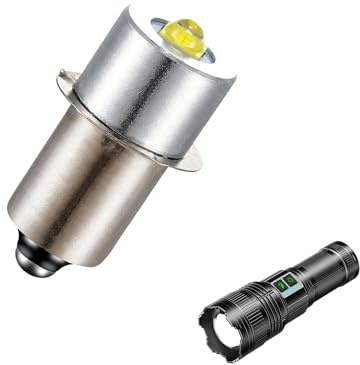 GifBasg High Power LED Replacement Bulb for Torches 3V, P13.5S Socket, 3W, White Light, Energy Saving, Durable Lamp for Maglite 2D & Emergency Work Lights, Easy Installation (2, Metall, Allgemein)