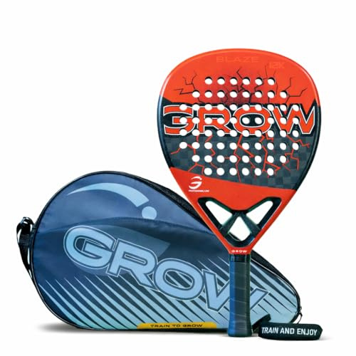 GROWPADEL BLAZE RED 12K Racchetta Padel in Carbonio, Rosso | Per donna e uomo, forma diamante, EVA Soft, superficie ruvida, custodia inclusa