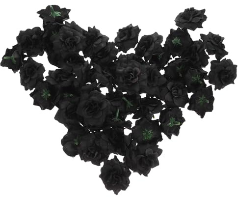 rosenice Künstliche Schwarze Rosenköpfe Für Hochzeiten Partys Und DIY-Projekte - 50 Stück Aus Weichem Stoff Und Kunststoff Lebensechte Deko Für Jeden Anlass